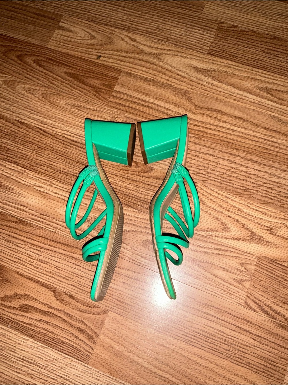 A New Day Teal Green Strappy Square-Toe Slide Heels Size 8 - Picture 3 of 8